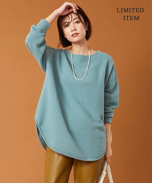 ICB(アイシービー)の「【WEB&一部店舗限定・10色展開】ウールナイロン フェルトタッチ ニット(ニット/セーター・レディース・ブラック系/イエロー系/グレー系/スモーキーグリーン系/ふじ色系/アイボリー系/サックスブルー系/ブラウン系/ダルブルー系/ピンク系・SMALL/X-SMALL)」の5枚目の写真