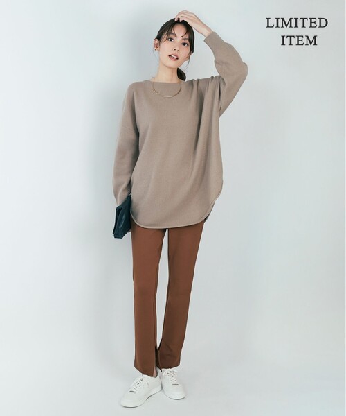 ICB(アイシービー)の「【WEB&一部店舗限定・10色展開】ウールナイロン フェルトタッチ ニット(ニット/セーター・レディース・ブラック系/イエロー系/グレー系/スモーキーグリーン系/ふじ色系/アイボリー系/サックスブルー系/ブラウン系/ダルブルー系/ピンク系・SMALL/X-SMALL)」の13枚目の写真