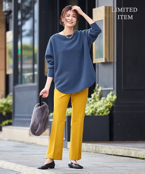 ICB(アイシービー)の「【WEB&一部店舗限定・10色展開】ウールナイロン フェルトタッチ ニット(ニット/セーター・レディース・ブラック系/イエロー系/グレー系/スモーキーグリーン系/ふじ色系/アイボリー系/サックスブルー系/ブラウン系/ダルブルー系/ピンク系・SMALL/X-SMALL)」の18枚目の写真