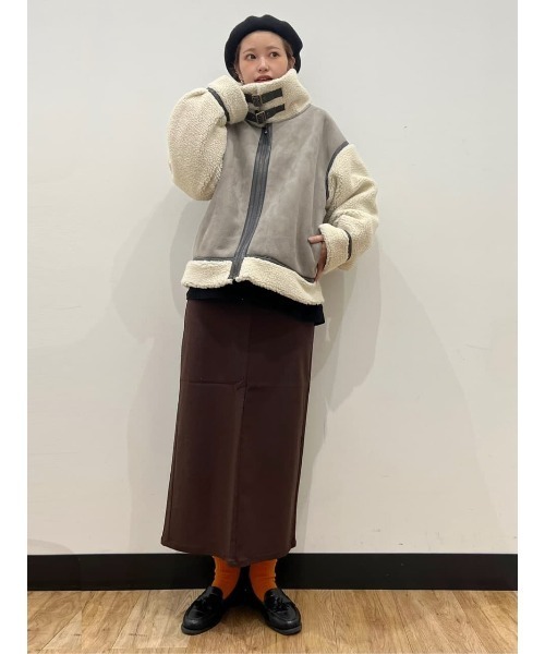 HONEYSUCKLE ROSE（ハニーサックルローズ）の「【HONEYSUCKLE ROSE】B-3ブルゾン（ブルゾン・レディース・グレー/ライトベージュ・M/L）」の5枚目の写真