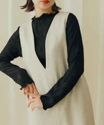 シャーリングプチハイネックトップ