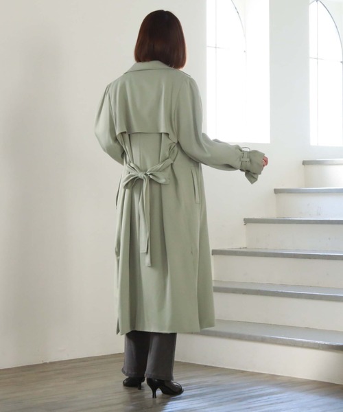 archives（アルシーヴ）の「ロングトレンチコート（トレンチコート・レディース・ベージュ/ミント/アイボリー/ブルーグレー/オフホワイト/ブルー/グレイッシュベージュ・MEDIUM）」の11枚目の写真