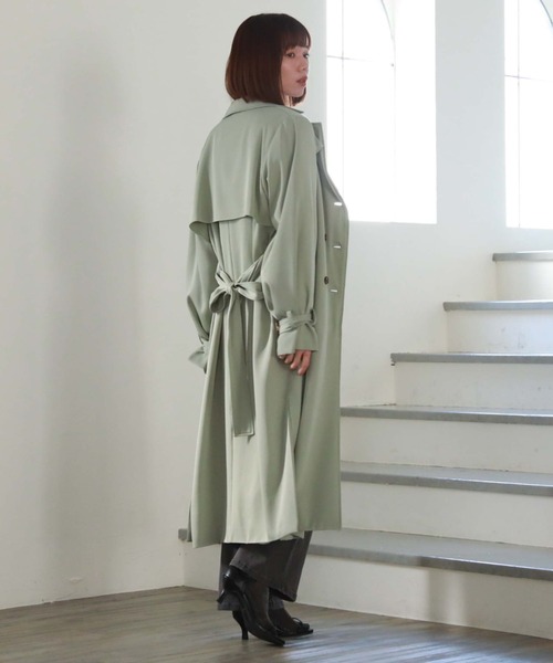 archives（アルシーヴ）の「ロングトレンチコート（トレンチコート・レディース・ベージュ/ミント/アイボリー/ブルーグレー/オフホワイト/ブルー/グレイッシュベージュ・MEDIUM）」の10枚目の写真
