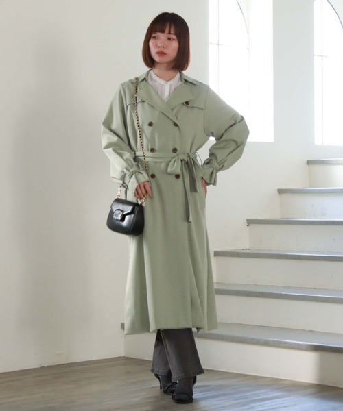 archives（アルシーヴ）の「ロングトレンチコート（トレンチコート・レディース・ベージュ/ミント/アイボリー/ブルーグレー/オフホワイト/ブルー/グレイッシュベージュ・MEDIUM）」の15枚目の写真
