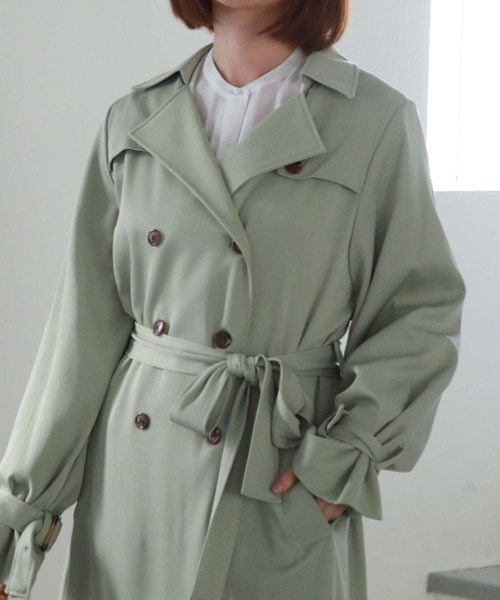 archives（アルシーヴ）の「ロングトレンチコート（トレンチコート・レディース・ベージュ/ミント/アイボリー/ブルーグレー/オフホワイト/ブルー/グレイッシュベージュ・MEDIUM）」の9枚目の写真