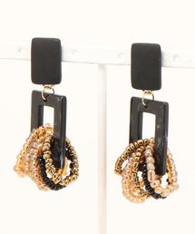 【atelier*mio】クレイ × スクエアビジュー costume jewelry pierce