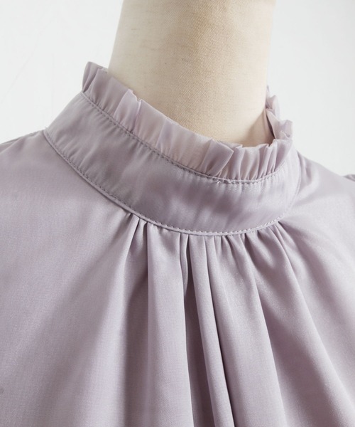 tocco closet（トッコ　クローゼット）の「プチフリルネックラッフルシアースリーブブラウス（シャツ/ブラウス・レディース・ホワイト/グレー系その他/ネイビー・M）」の15枚目の写真