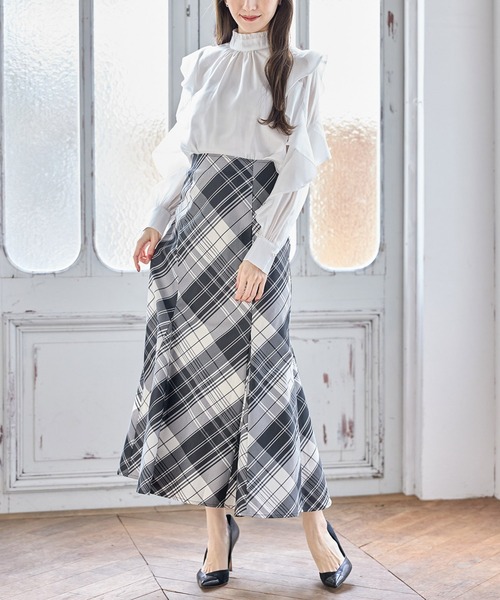 tocco closet（トッコ　クローゼット）の「プチフリルネックラッフルシアースリーブブラウス（シャツ/ブラウス・レディース・ホワイト/グレー系その他/ネイビー・M）」の13枚目の写真