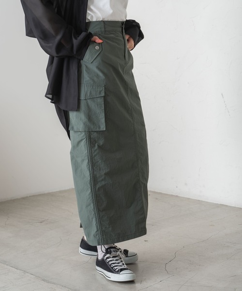 WEGO/ナイロンドロストカーゴロングスカート