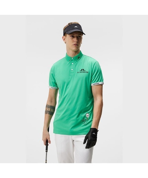 【J.LINDEBERG/GOLF】TOUR COLLECTION NYモチーフプリントバックブリッジ半袖シャツ