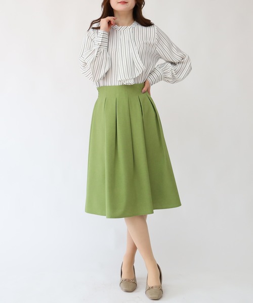 TRUDEA(トルディア)の「タックフレアスカート(スカート・レディース・ネイビー/ブラック/グリーン/グレイッシュベージュ・MEDIUM/LARGE)」の7枚目の写真