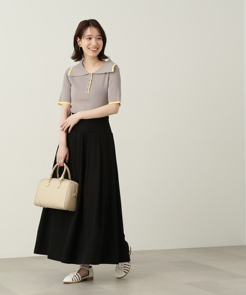 N.(N. Natural Beauty Basic)(エヌエヌナチュラルビューティーベーシック)の「◆ウイングカラー5分袖ニット(ニット/セーター・レディース・ホワイト系その他/グレー系その他/グリーン系その他・MEDIUM)」の7枚目の写真