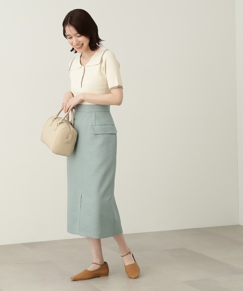 N.(N. Natural Beauty Basic)(エヌエヌナチュラルビューティーベーシック)の「◆ウイングカラー5分袖ニット(ニット/セーター・レディース・ホワイト系その他/グレー系その他/グリーン系その他・MEDIUM)」の8枚目の写真