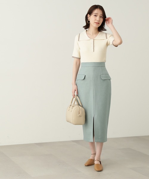 N.(N. Natural Beauty Basic)(エヌエヌナチュラルビューティーベーシック)の「◆ウイングカラー5分袖ニット(ニット/セーター・レディース・ホワイト系その他/グレー系その他/グリーン系その他・MEDIUM)」の5枚目の写真