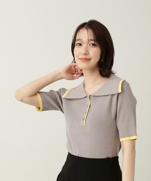 N.(N. Natural Beauty Basic)(エヌエヌナチュラルビューティーベーシック)の「◆ウイングカラー5分袖ニット(ニット/セーター・レディース・ホワイト系その他/グレー系その他/グリーン系その他・MEDIUM)」の12枚目の写真