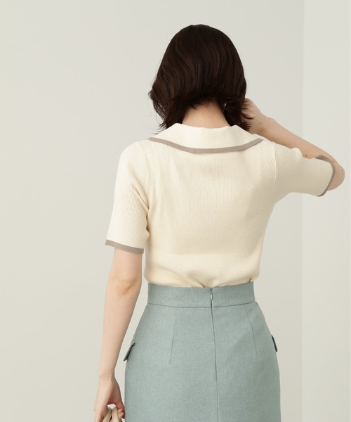 N.(N. Natural Beauty Basic)(エヌエヌナチュラルビューティーベーシック)の「◆ウイングカラー5分袖ニット(ニット/セーター・レディース・ホワイト系その他/グレー系その他/グリーン系その他・MEDIUM)」の6枚目の写真