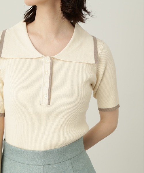 N.(N. Natural Beauty Basic)(エヌエヌナチュラルビューティーベーシック)の「◆ウイングカラー5分袖ニット(ニット/セーター・レディース・ホワイト系その他/グレー系その他/グリーン系その他・MEDIUM)」の13枚目の写真