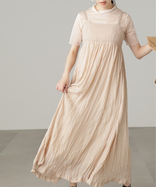 FREE'S MART（フリーズマート）の「◆ダブルストラップワッシャーキャミワンピース（ワンピース・レディース・ホワイト/ブラック/ベージュ・MEDIUM/SMALL）」の3枚目の写真