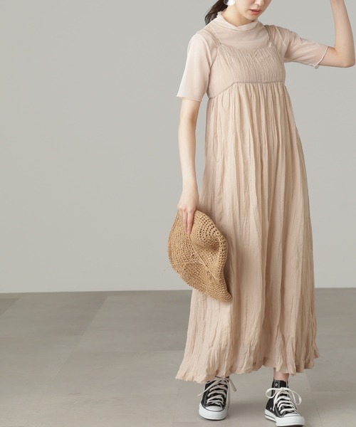 FREE'S MART（フリーズマート）の「◆ダブルストラップワッシャーキャミワンピース（ワンピース・レディース・ホワイト/ブラック/ベージュ・MEDIUM/SMALL）」の17枚目の写真