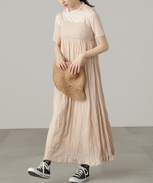 FREE'S MART（フリーズマート）の「◆ダブルストラップワッシャーキャミワンピース（ワンピース・レディース・ホワイト/ブラック/ベージュ・MEDIUM/SMALL）」の19枚目の写真