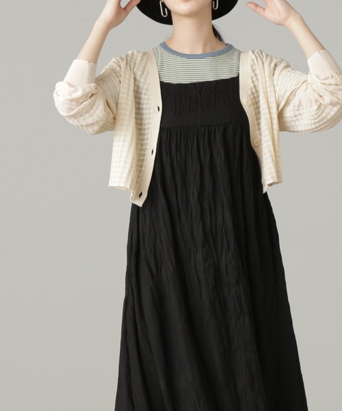 FREE'S MART（フリーズマート）の「◆ダブルストラップワッシャーキャミワンピース（ワンピース・レディース・ホワイト/ブラック/ベージュ・MEDIUM/SMALL）」の10枚目の写真