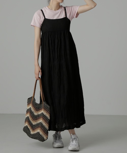 FREE'S MART（フリーズマート）の「◆ダブルストラップワッシャーキャミワンピース（ワンピース・レディース・ホワイト/ブラック/ベージュ・MEDIUM/SMALL）」の11枚目の写真