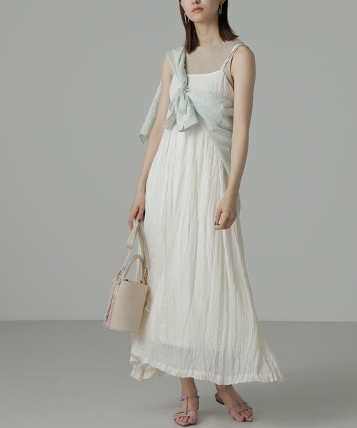 FREE'S MART（フリーズマート）の「◆ダブルストラップワッシャーキャミワンピース（ワンピース・レディース・ホワイト/ブラック/ベージュ・MEDIUM/SMALL）」の7枚目の写真