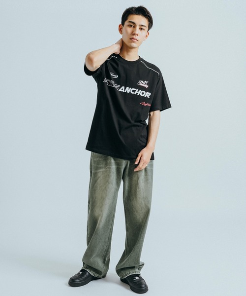 Ressaca(レサーカ)の「オーバーサイズ レーシングロゴデザインプリント クルーネック半袖Tシャツ(Tシャツ/カットソー・メンズ・ブラック/ホワイト・M/L/XL/XXL)」の13枚目の写真
