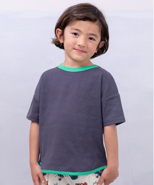 BIG FIELD（ビッグフィールド）の「【吸水速乾】サーマルメッシュムジTシャツ(80～150cm)（Tシャツ/カットソー・キッズ・チャコール/オレンジ/オフホワイト/カーキ・80/90/95/100/110/120/130/140/150）」の2枚目の写真