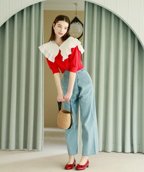 Seemi. byNICECLAUP（ シーミーバイナイスクラップ）の「【Seemi】襟取り外し可能/刺繍ロゴスウェット（スウェット・レディース・レッド/ブラック/オフホワイト・FREE）」の12枚目の写真