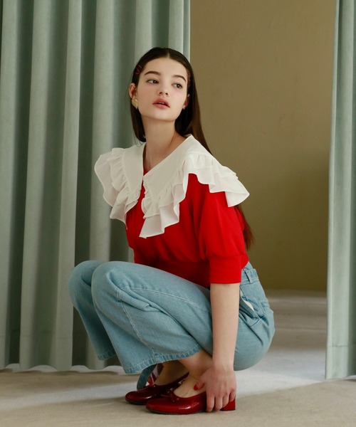 Seemi. byNICECLAUP（ シーミーバイナイスクラップ）の「【Seemi】襟取り外し可能/刺繍ロゴスウェット（スウェット・レディース・レッド/ブラック/オフホワイト・FREE）」の13枚目の写真