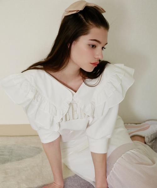 Seemi. byNICECLAUP（ シーミーバイナイスクラップ）の「【Seemi】襟取り外し可能/刺繍ロゴスウェット（スウェット・レディース・レッド/ブラック/オフホワイト・FREE）」の20枚目の写真