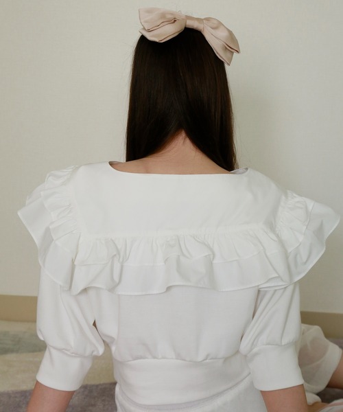 Seemi. byNICECLAUP（ シーミーバイナイスクラップ）の「【Seemi】襟取り外し可能/刺繍ロゴスウェット（スウェット・レディース・レッド/ブラック/オフホワイト・FREE）」の21枚目の写真