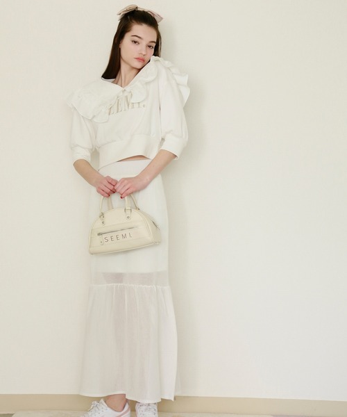 Seemi. byNICECLAUP（ シーミーバイナイスクラップ）の「【Seemi】襟取り外し可能/刺繍ロゴスウェット（スウェット・レディース・レッド/ブラック/オフホワイト・FREE）」の17枚目の写真