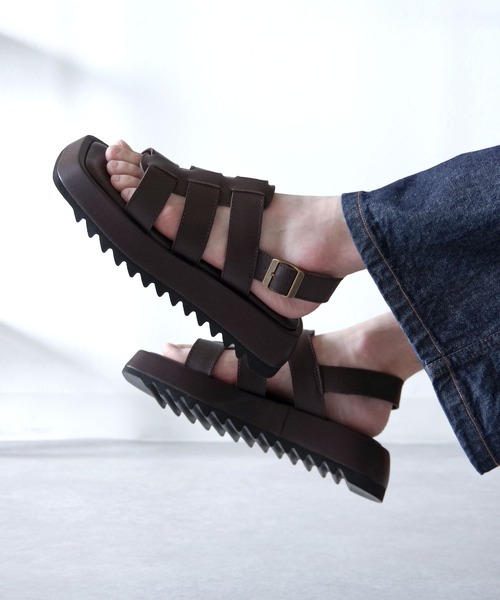 VARISISTA Global Studio（ヴァリジスタ グローバルスタジオ）の「VARISISTA Global Studio （ヴァリジスタ グローバルスタジオ） / メンズ レザー 厚底 シャークソール グルカサンダル VG2302（サンダル・メンズ・ブラウン/ブラック・S/M/L/XL）」の11枚目の写真