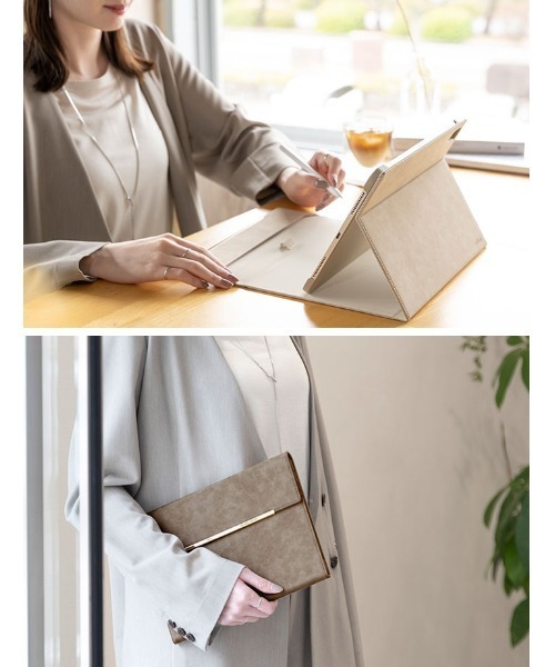 salisty（サリスティ）の「iPad 10.2inch(第9/8/7世代)/iPad Air 10.9inch(第5/4世代)/iPad mini 8.3inch(第6世代)専用 salisty(サリスティ) スエードスタイル iPadケース（PC・タブレットケース・レディース・グレイッシュベージュ/ブラウン・B/C/A）」の11枚目の写真