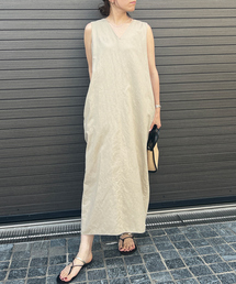 Rouge vif Anna | 麻混Vネックワンピース(ワンピース)