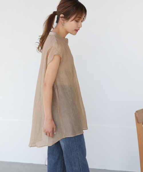Bou Jeloud(ブージュルード)の「ピンタックノースリチュニックブラウス(シャツ/ブラウス・レディース・オレンジ/ベージュ/ネイビー・FREE)」の21枚目の写真