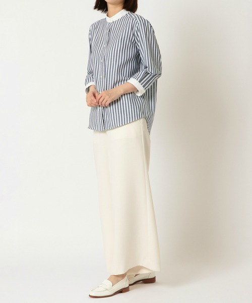 Pitta Re:)（ピッタリ）の「【Pitta Re:)】ふわっとガーゼシャツ 七分袖 綿100% レディースカジュアルシャツ（シャツ/ブラウス・レディース・ネイビー・S/M/L/LL）」の2枚目の写真