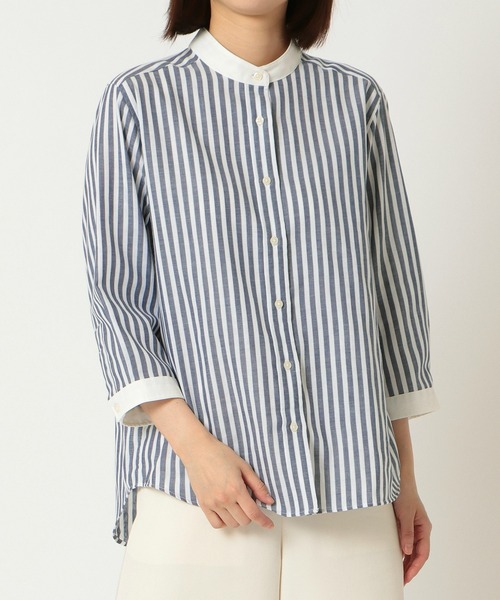 Pitta Re:)（ピッタリ）の「【Pitta Re:)】ふわっとガーゼシャツ 七分袖 綿100% レディースカジュアルシャツ（シャツ/ブラウス・レディース・ネイビー・S/M/L/LL）」の7枚目の写真