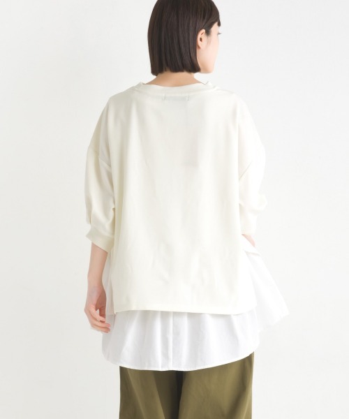 OMNES（オムネス）の「梨地ショート丈裾フレアアンサンブル5分袖（Tシャツ/カットソー・レディース・ブラック/ラベンダー/アイボリー/グリーン・FREE）」の14枚目の写真