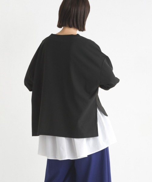 OMNES（オムネス）の「梨地ショート丈裾フレアアンサンブル5分袖（Tシャツ/カットソー・レディース・ブラック/ラベンダー/アイボリー/グリーン・FREE）」の19枚目の写真