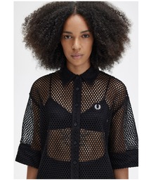 Fred Perry open-knit shirt dress in black | ASOS