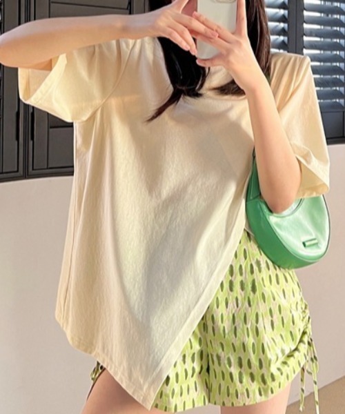 【セール】アシメカットデザインBIGTシャツ（Tシャツ/カットソー）｜deux amour（ドゥーザムール）