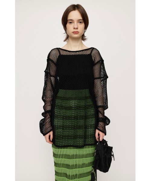 SLY（スライ）の「2WAY COMBI MESH LOOSE TUNIC 2ウェイ コンビ メッシュ ルーズ チュニック ビックサイズ 透け シースルー レイヤード（Tシャツ/カットソー・レディース・ブラック/ライム/アイボリー・FREE）」の16枚目の写真