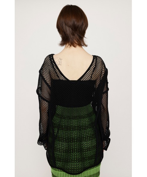 SLY（スライ）の「2WAY COMBI MESH LOOSE TUNIC 2ウェイ コンビ メッシュ ルーズ チュニック ビックサイズ 透け シースルー レイヤード（Tシャツ/カットソー・レディース・ブラック/ライム/アイボリー・FREE）」の8枚目の写真
