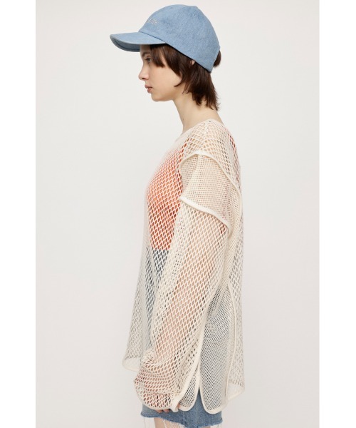 SLY（スライ）の「2WAY COMBI MESH LOOSE TUNIC 2ウェイ コンビ メッシュ ルーズ チュニック ビックサイズ 透け シースルー レイヤード（Tシャツ/カットソー・レディース・ブラック/ライム/アイボリー・FREE）」の10枚目の写真