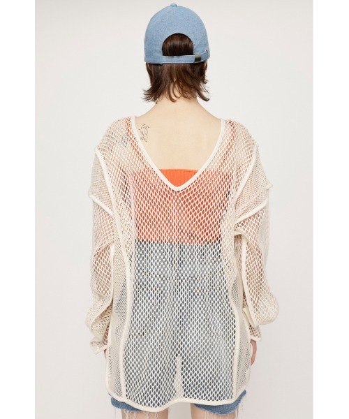 SLY（スライ）の「2WAY COMBI MESH LOOSE TUNIC 2ウェイ コンビ メッシュ ルーズ チュニック ビックサイズ 透け シースルー レイヤード（Tシャツ/カットソー・レディース・ブラック/ライム/アイボリー・FREE）」の19枚目の写真