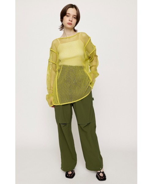 SLY（スライ）の「2WAY COMBI MESH LOOSE TUNIC 2ウェイ コンビ メッシュ ルーズ チュニック ビックサイズ 透け シースルー レイヤード（Tシャツ/カットソー・レディース・ブラック/ライム/アイボリー・FREE）」の20枚目の写真