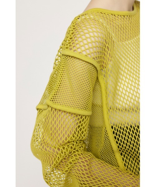 SLY（スライ）の「2WAY COMBI MESH LOOSE TUNIC 2ウェイ コンビ メッシュ ルーズ チュニック ビックサイズ 透け シースルー レイヤード（Tシャツ/カットソー・レディース・ブラック/ライム/アイボリー・FREE）」の21枚目の写真